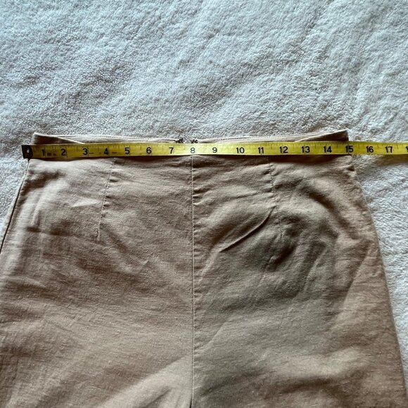 Lovers and Friends High Waisted Linen Blend Cropped Pants Lined Khaki Medium - Picture 10 of 12